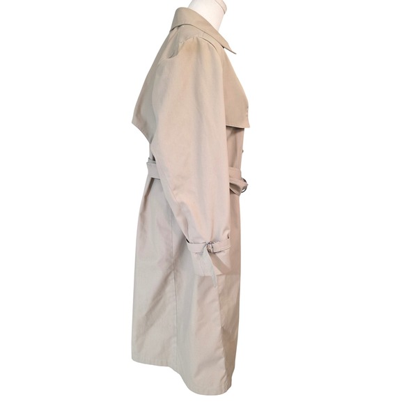 London Fog Double Breasted Trench Coat Beige Belted Full Length Women 10 Petite - Picture 2 of 6